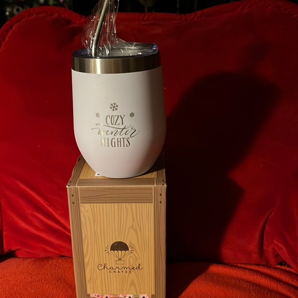 Insulated cozy winter nights wine tumbler